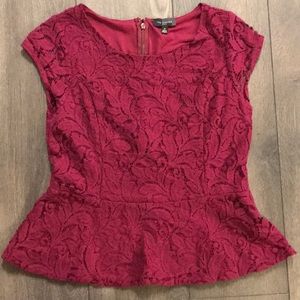 The Limited Maroon Lace Peplum Top